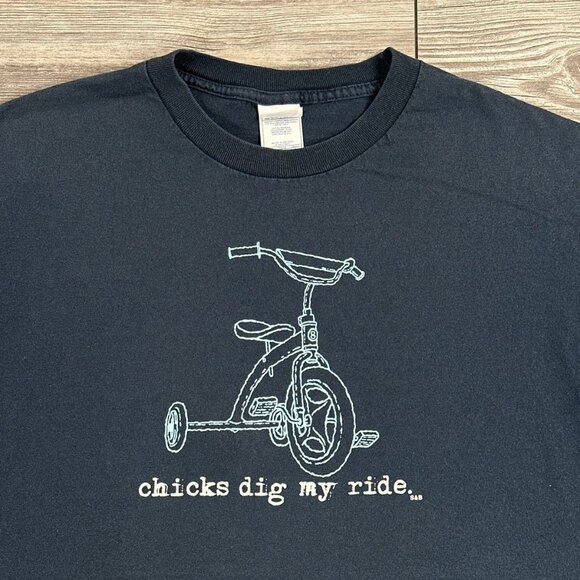 Y2K “Chicks Dig My Ride” Funny T Shirt - Picture 2 of 3